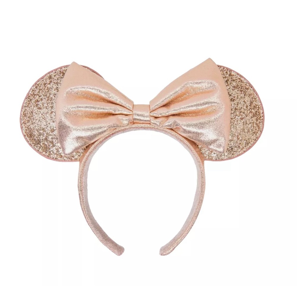NEW! Disney Parks Minnie Mouse Ears Headband Glitter Rose Gold